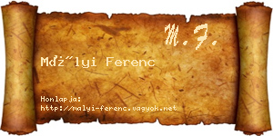 Mályi Ferenc névjegykártya